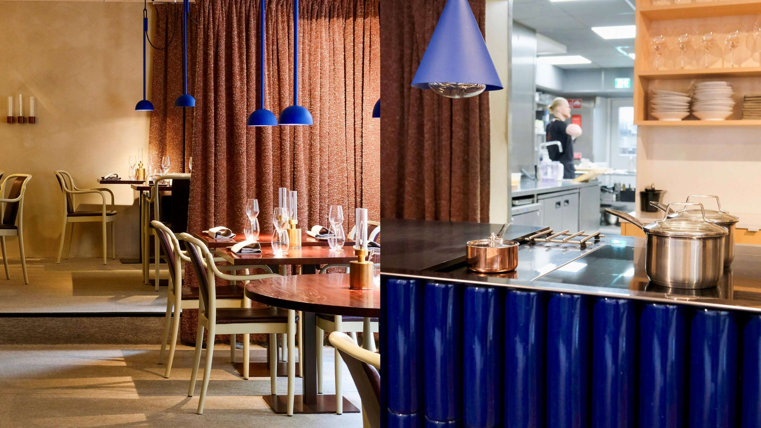 Matsal med öppet kök hos Human